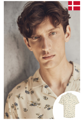 CASUAL FRIDAY Wesley 5481, Bézs Virágmintás Rövid Ujjú Ing