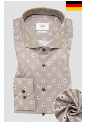 ETERNA Modern Fit 1281, Bézs, Mintás Hosszú Ujjú Ing