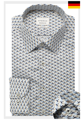 ETERNA Modern Fit 1374, Kék, Mintás Hosszú Ujjú Ing