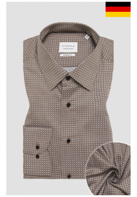 ETERNA Modern Fit 2640, Bézs Mintás Hosszú Ujjú Ing 