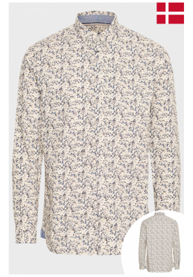 FQ1924 Farnham 0875, Fehér, Virágmintás Hosszú Ujjú Ing