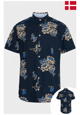 FQ1924 Scoot 0753, Kék Virágos Rövid Ujjú Ing