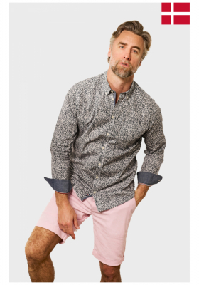 FQ1924 Steven 0610, Sötétékék Virágos Hosszú Ujjú Ing