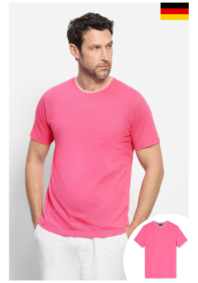 OLYMP 5610, Pink Pamut/Len Kevertszálú Rövid Ujjú Póló 