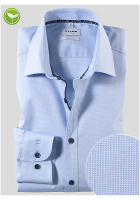 OLYMP Level Five 2059, Kék Hosszú Ujjú Ing, Body fit, New York Kent 