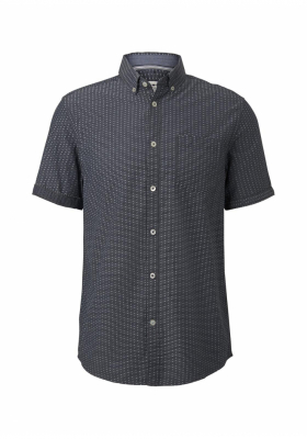 TOM TAILOR 7787, Sötétkék Geometriai Mintás Rövidujjú Ing