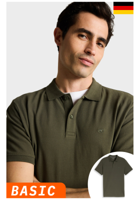 TOM TAILOR 1006, Olívzöld Rövid Ujjú Ingpóló NOOS