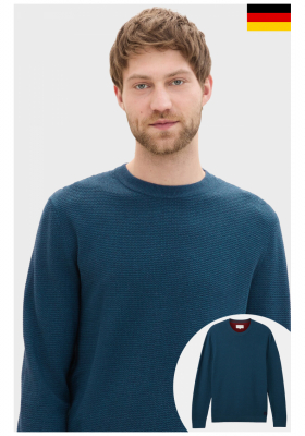 TOM TAILOR 1186, Kékeszöld Kötött Pulóver