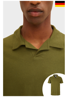 TOM TAILOR 1624, Olívzöld Rövid Ujjú Ingpóló