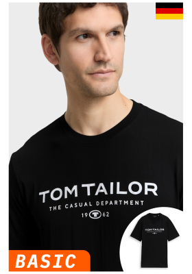 TOM TAILOR 5773, Fekete Rövid Ujjú Póló