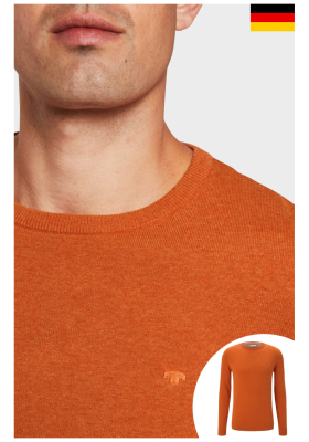 TOM TAILOR Basic O-Neck 2819, Narancs Melanzs Kötött Pulóver 
