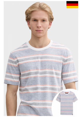 TOM TAILOR DENIM 5026, Kék Csíkos Rövid Ujjú Póló