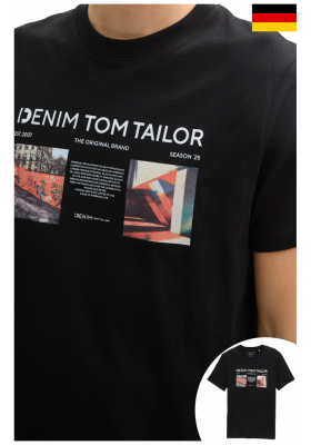 TOM TAILOR DENIM 5039, Fekete Rövid Ujjú Póló