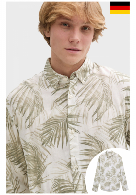 TOM TAILOR DENIM 5190, Levélmintás Zöld Rövid Ujjú Ing 