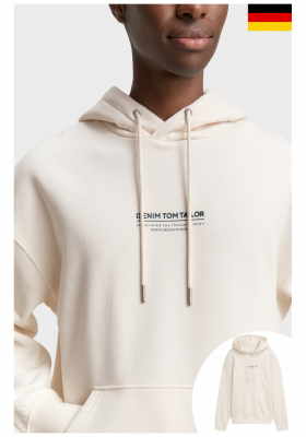  TOM TAILOR DENIM 5580, Törtfehér Kapucnis Pulóver