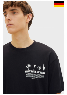 TOM TAILOR DENIM 5600, Fekete Rövid Ujjú Póló