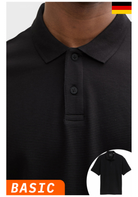 TOM TAILOR DENIM 5600, Fekete Rövid Ujjú Ingpóló