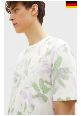 TOM TAILOR DENIM 5607, Fehér, Virágmintás Rövid Ujjú Póló