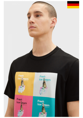 TOM TAILOR DENIM 6470, Fekete, Fagyis Rövid Ujjú Póló