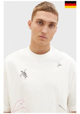 TOM TAILOR DENIM 6483, Fehér Oversize Rövid Ujjú Póló