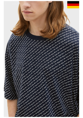 TOM TAILOR DENIM 6862, Kék, Mintás Rövid Ujjú Póló