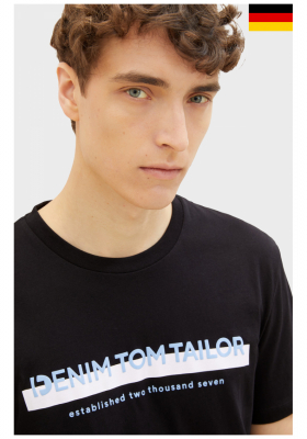 TOM TAILOR DENIM 7653, Fekete Rövid Ujjú Póló