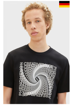 TOM TAILOR DENIM 7680, Fekete Rövid Ujjú Póló