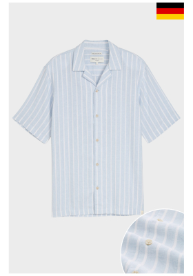 TOM TAILOR DENIM 9646, Világoskék Csíkos Rövid Ujjú Ing
