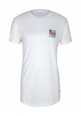 TOM TAILOR DENIM Be Part 3829, Fehér Rövid Ujjú Póló