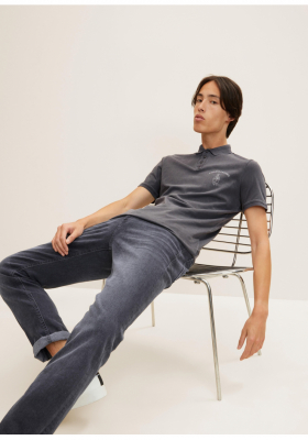 TOM TAILOR DENIM Cross 1485, Szürke Rövid Ujjú Ingpóló, Szürke