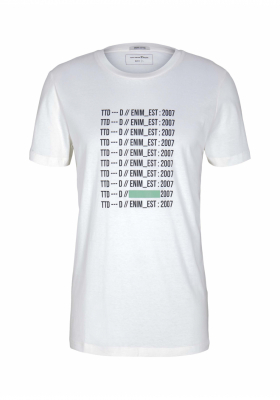 TOM TAILOR DENIM Est.2007 3263, Fehér Rövid Ujjú Póló