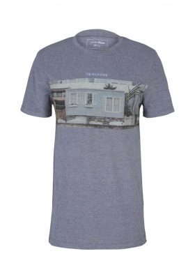 TOM TAILOR DENIM Photoprint 5125, Kék Rövid Ujjú Póló