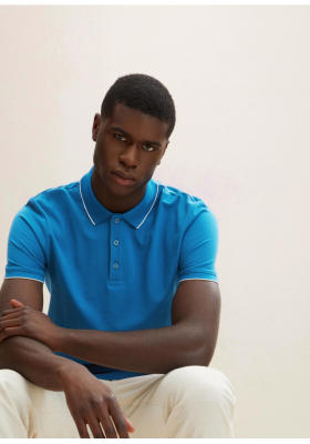 TOM TAILOR DENIM Tipping 0720, Kék Rövid Ujjú Ingpóló