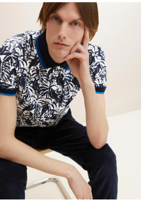 TOM TAILOR Tropical 1634, Kék Rövid Ujjú Ingpóló