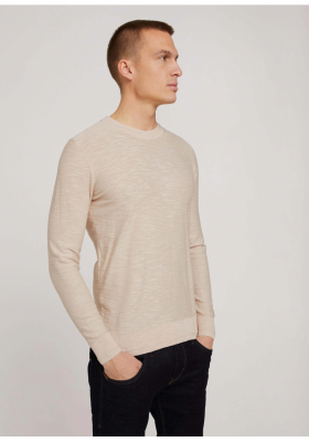 TOM TAILOR Washed 9739, Bézs Kötött Pulóver