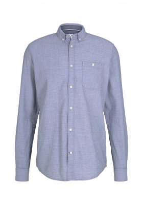 TOM TALOR Dobby 3882, Kék Hosszú Ujjú Ing