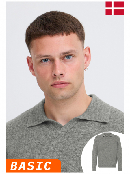 BLEND Branko 0276, Szürke Kötött Pulóver