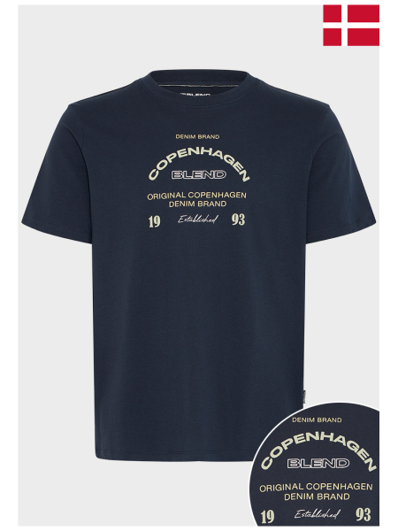 BLEND Korneli 0351, Sötétkék Rövid Ujjú Póló