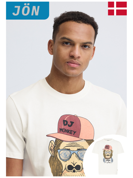 BLEND Kurt 0387, Fehér Rövid Ujjú Póló Monkey