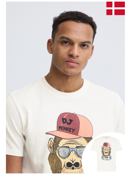 BLEND Kurt 0387, Fehér Rövid Ujjú Póló Monkey