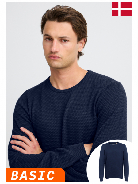 BLEND Redhill 7257, Kék Kötött Pulóver