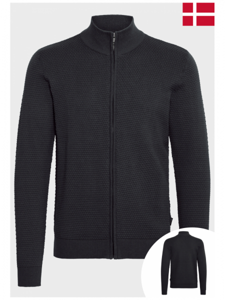  BLEND Redhill 8771, Fekete Kötött Cipzáros Pulóver