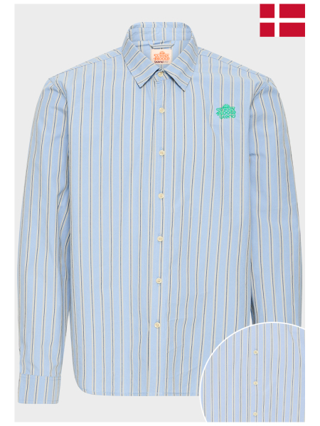 BLEND Sun 0485, Világoskék Csíkos Hosszú Ujjú Ing