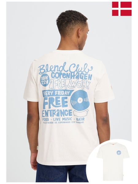 BLEND Sun Sense Music Tee 0515, Fehér Rövid Ujjú Póló