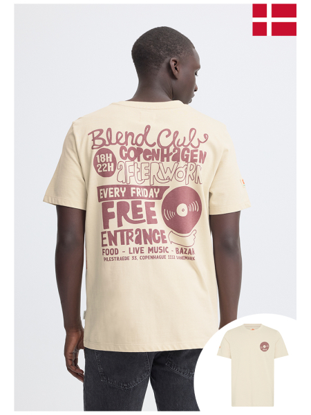 BLEND Sun Sense Music Tee 0515, Krémszínű  Rövid Ujjú Póló