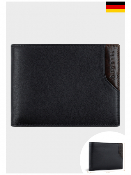 BUGATTI Corso Deluxe 5101, Fekete Bőr Pénztárca