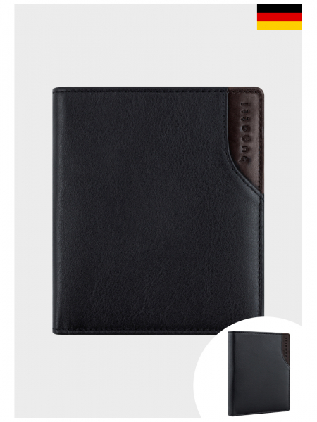 BUGATTI Corso Deluxe 5301, Fekete Bőr Pénztárca