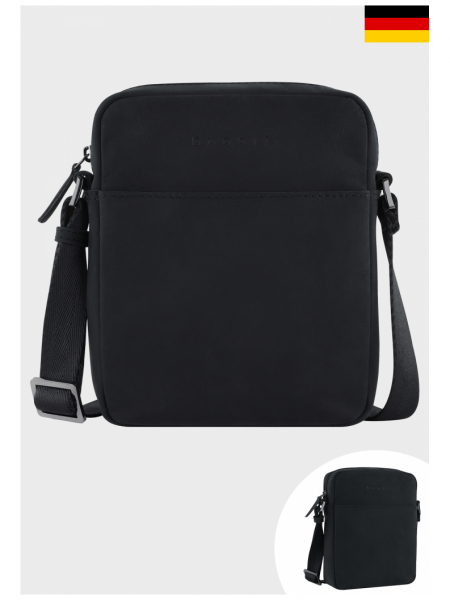 BUGATTI Luca 3701, Fekete Bőr Válltáska Small 