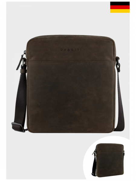 BUGATTI Luca 3702, Barna Bőr Válltáska Medium