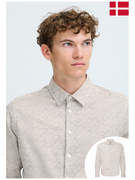 CASUAL FRIDAY Nilo 5589, Bézs Aprómintás Hosszú Ujjú Ing